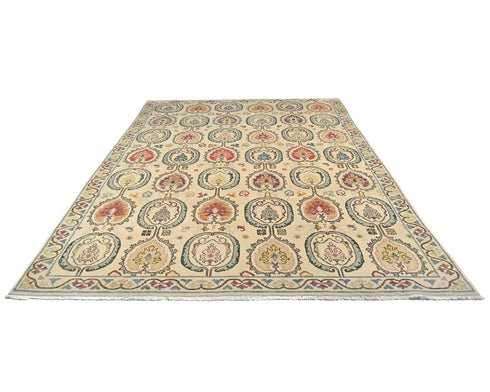 8x10 Zeigler Beige Afghan Hand Knotted Wool Area Rug