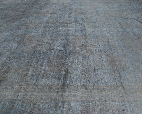 12x14 Chobi Gray Over Dye Afghan Handmade Floral Wool Area Rug
