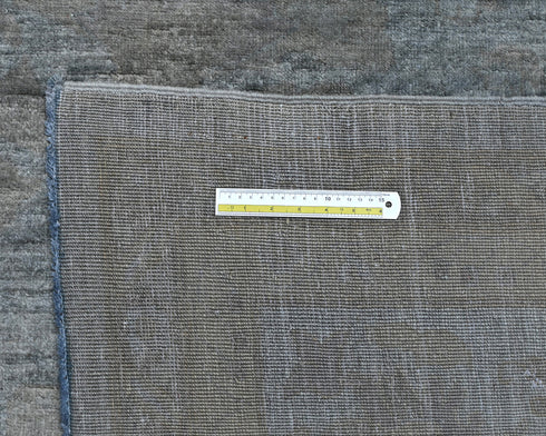 12x14 Chobi Gray Over Dye Afghan Handmade Floral Wool Area Rug