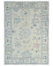 Beige 4x6 Ft Oushak Turkish Hand Knotted Traditional Veg Dye Wool Area Rug