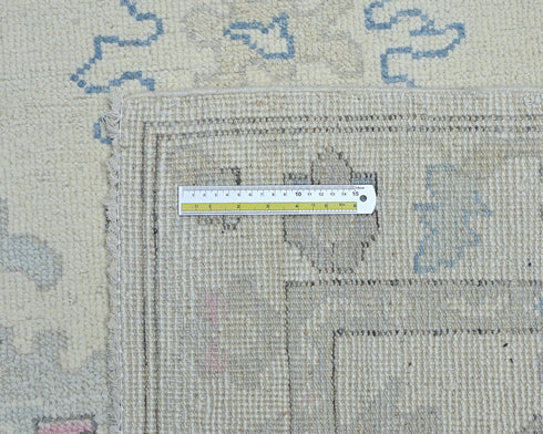Beige 4x6 Ft Oushak Turkish Hand Knotted Traditional Veg Dye Wool Area Rug