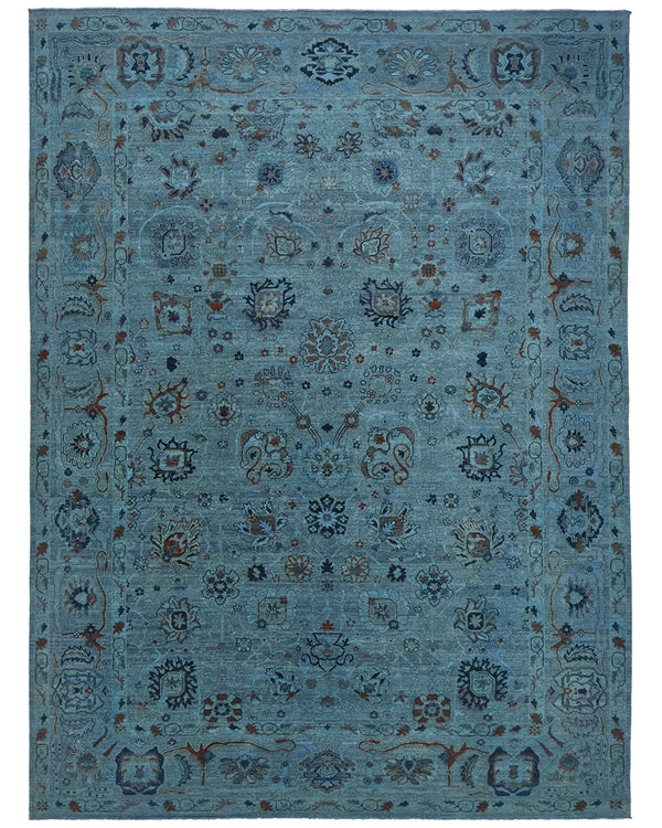Gray 9x12 Ft Chobi Over Dye Afghan Hand Knotted Floral Wool Area Rug
