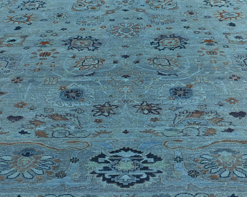 Gray 9x12 Ft Chobi Over Dye Afghan Hand Knotted Floral Wool Area Rug