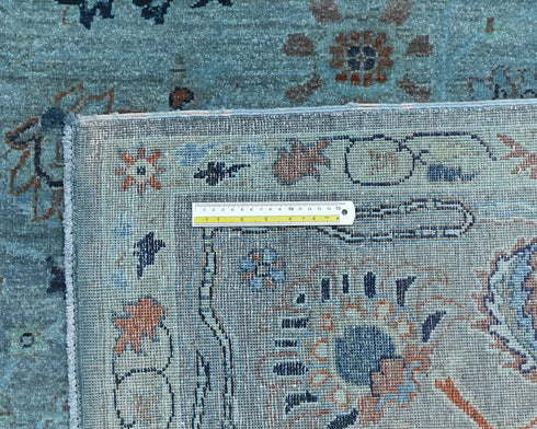 Gray 9x12 Ft Chobi Over Dye Afghan Hand Knotted Floral Wool Area Rug