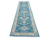 11 Ft Blue Oushak Turkish Hand Knotted Traditional Soft Wool Runner Rug
