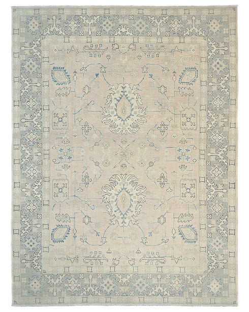 Muted Brown 9x12 Oushak Turkish Hand Knotted Traditional Soft Wool Area Rug