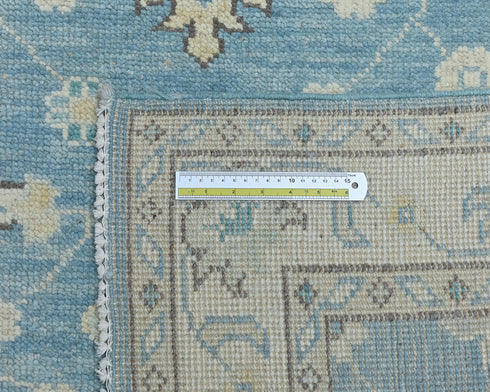 Blue 4x6 Ft Oushak Turkish Handmade Floral Traditional Veg Dye Wool Rug