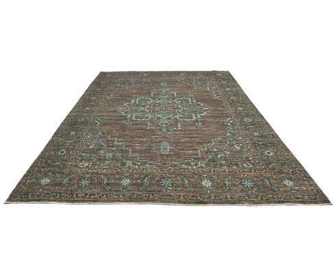 9x12 Zeigler Brown Afghan Hand Knotted Wool Area Rug