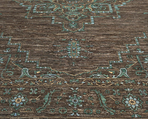 9x12 Zeigler Brown Afghan Hand Knotted Wool Area Rug