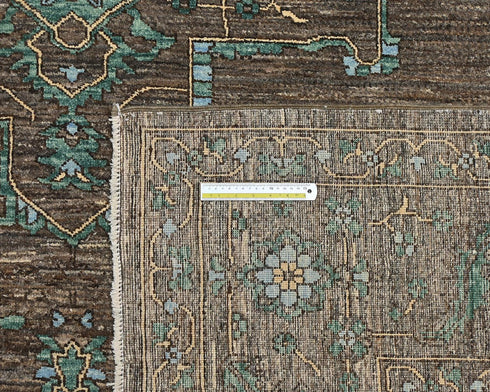 9x12 Zeigler Brown Afghan Hand Knotted Wool Area Rug