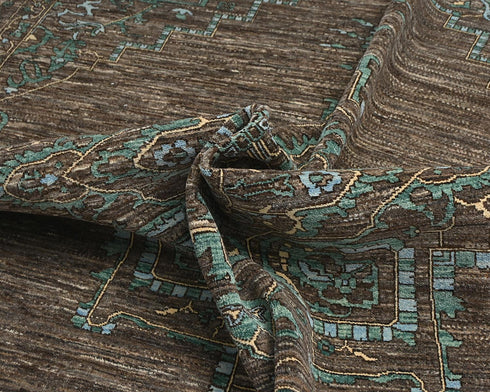 9x12 Zeigler Brown Afghan Hand Knotted Wool Area Rug