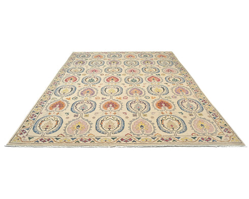 8x10 Zeigler Beige Afghan Hand Knotted Wool Area Rug