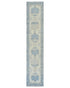13 Ft Beige Blue Oushak Turkish Handwoven Traditional Soft Wool Runner Rug