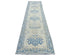 13 Ft Beige Blue Oushak Turkish Handwoven Traditional Soft Wool Runner Rug