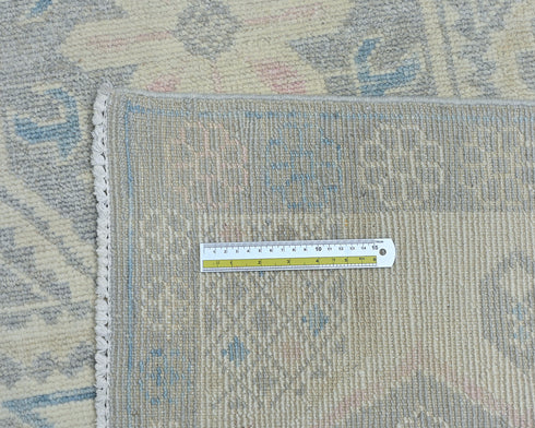 4x6 Oushak Gray Turkish Hand Knotted Geometric Organic Dye Wool Area Rug