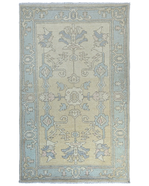 3x5 Ivory Oushak Turkish Hand Knotted Traditional Soft Wool Area Rug