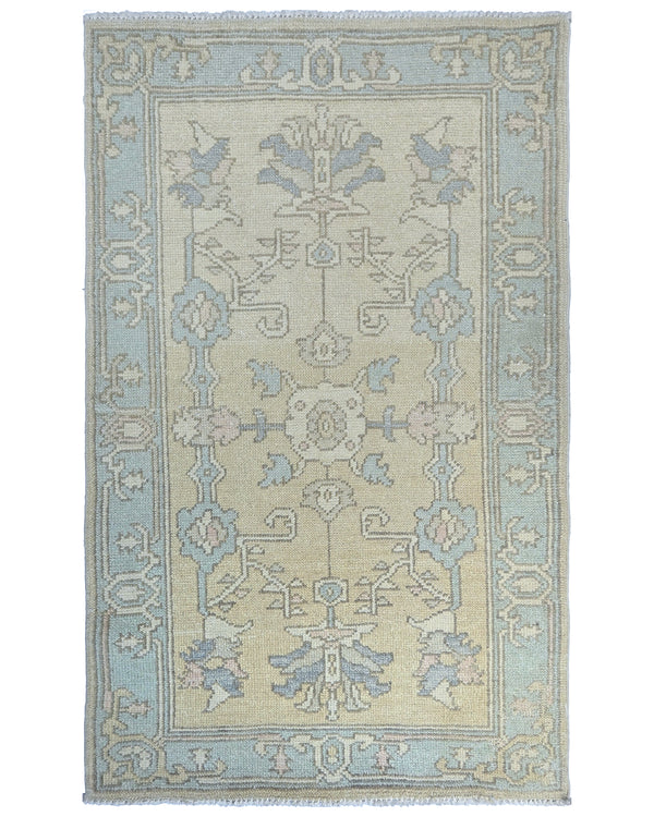 3x5 Ivory Oushak Turkish Hand Knotted Traditional Soft Wool Area Rug