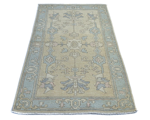 3x5 Ivory Oushak Turkish Hand Knotted Traditional Soft Wool Area Rug