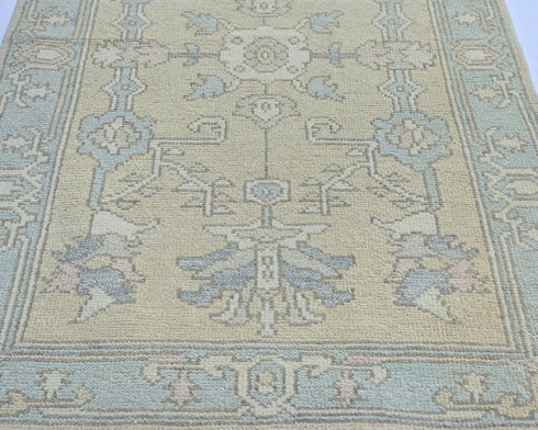 3x5 Ivory Oushak Turkish Hand Knotted Traditional Soft Wool Area Rug