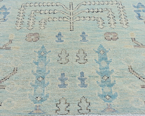 12 Ft Soft Blue Bakshaish Persian Style Afghan Hand Knotted Traditional Soft Wool Runner Rug