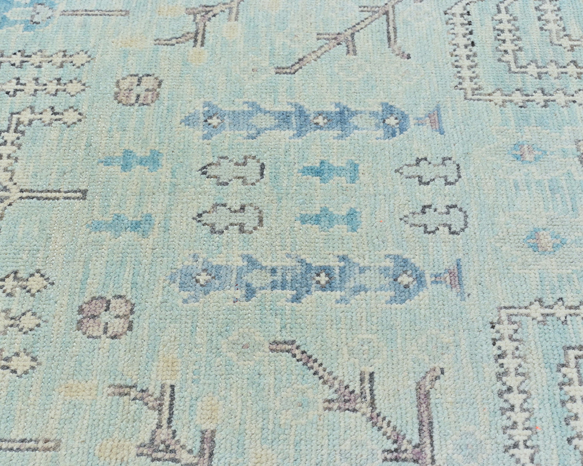 12 Ft Soft Blue Bakshaish Persian Style Afghan Hand Knotted Traditional Soft Wool Runner Rug