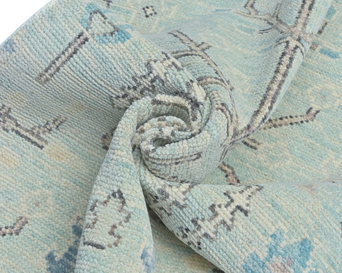 12 Ft Soft Blue Bakshaish Persian Style Afghan Hand Knotted Traditional Soft Wool Runner Rug