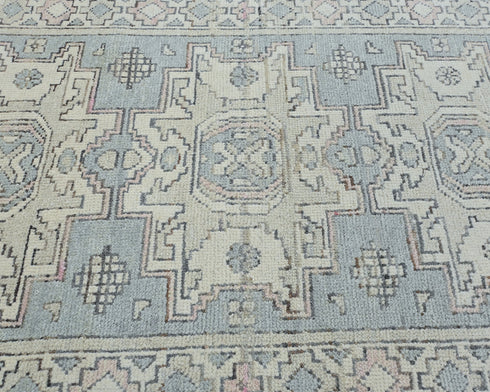 Gray 3x5 Oushak Turkish Hand Knotted Geometric Soft Wool Area Rug