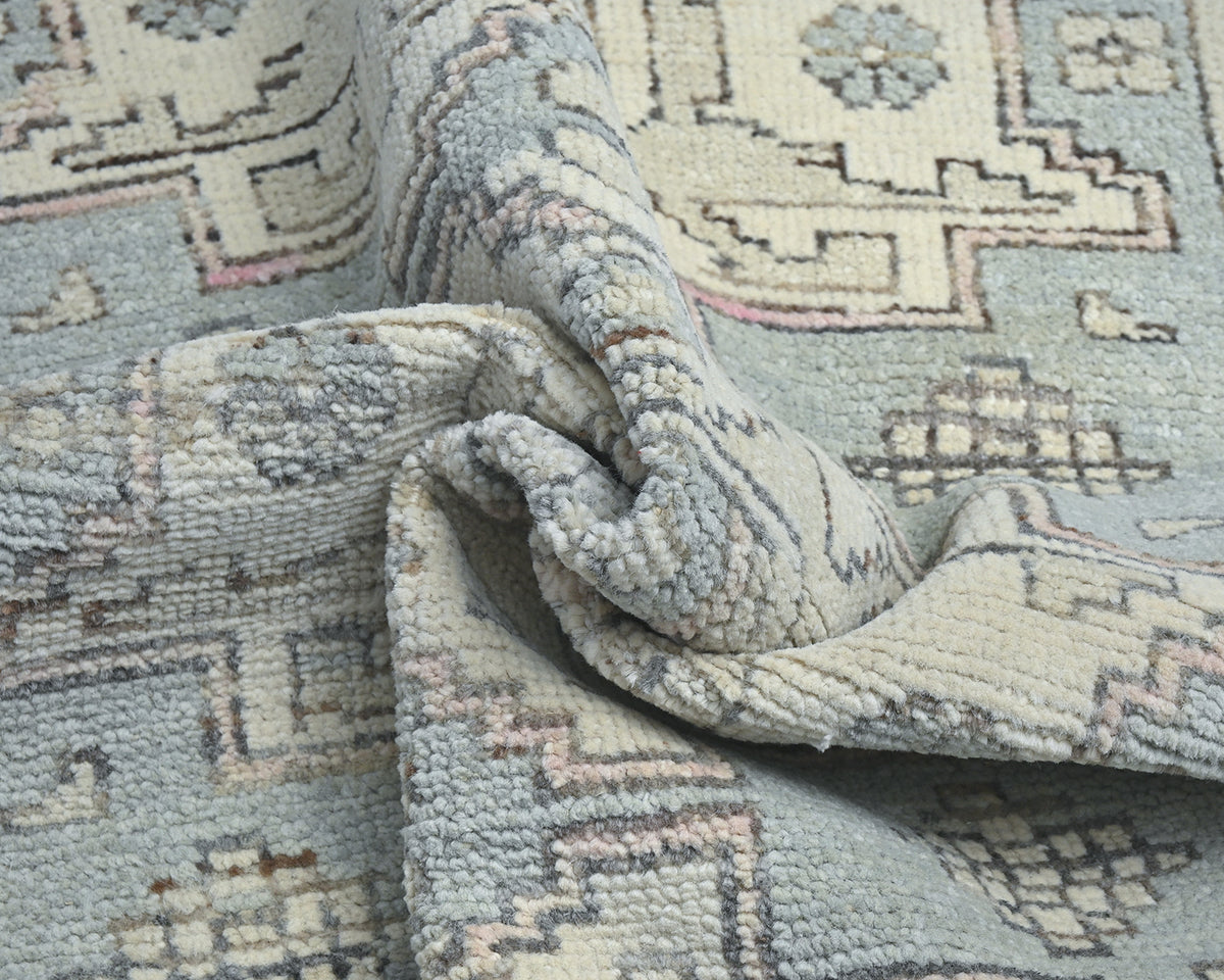 Gray 3x5 Oushak Turkish Hand Knotted Geometric Soft Wool Area Rug