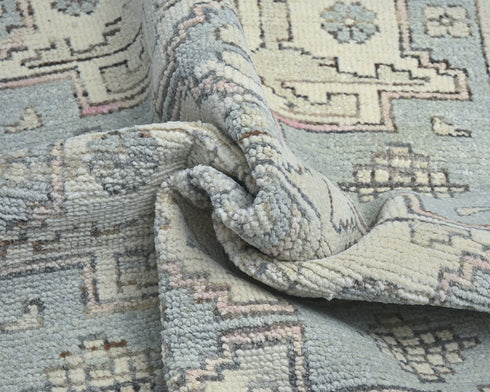 Gray 3x5 Oushak Turkish Hand Knotted Geometric Soft Wool Area Rug