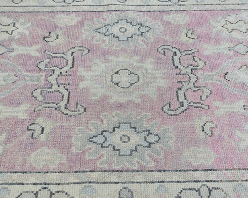 3x5 Soft Pink Oushak Turkish Hand Knotted Traditional Oragnic Dye Wool Rug