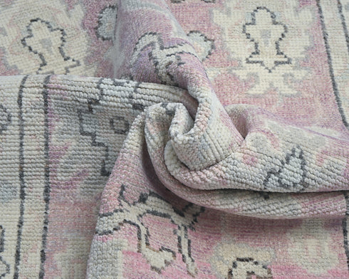 3x5 Soft Pink Oushak Turkish Hand Knotted Traditional Oragnic Dye Wool Rug