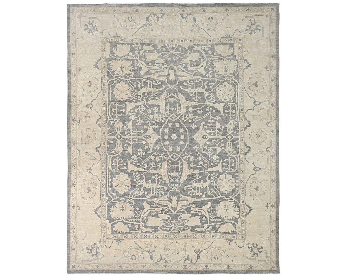 12x14 Ziegler Gray Afghan Hand Knotted Wool Area Rug