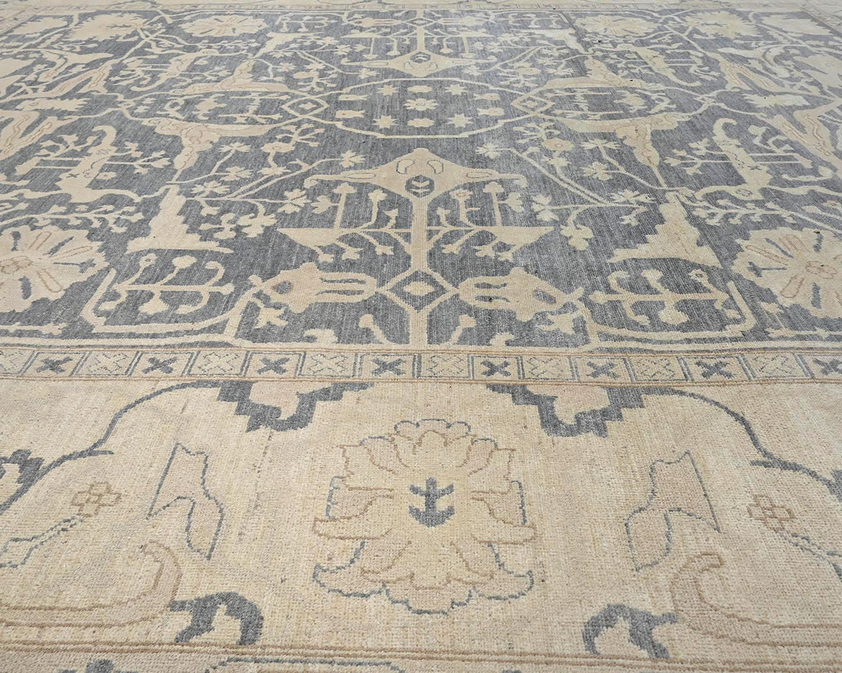 12x14 Ziegler Gray Afghan Hand Knotted Wool Area Rug