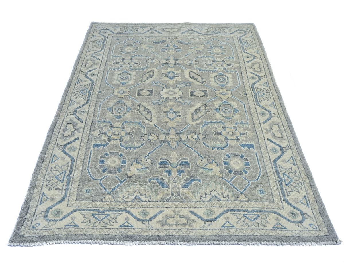 Traditional Oushak 4x6 Ft Turkish Hand Knotted Oragnic Dye Wool Area Rug