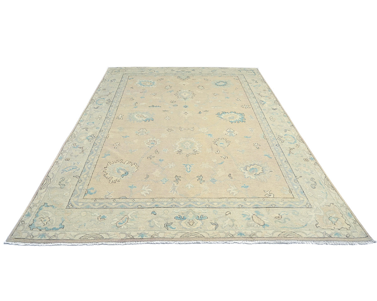 9x12 Soft Brown Oushak Turkish Handmade Traditional Soft Wool Area Rug