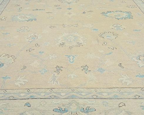 9x12 Soft Brown Oushak Turkish Handmade Traditional Soft Wool Area Rug