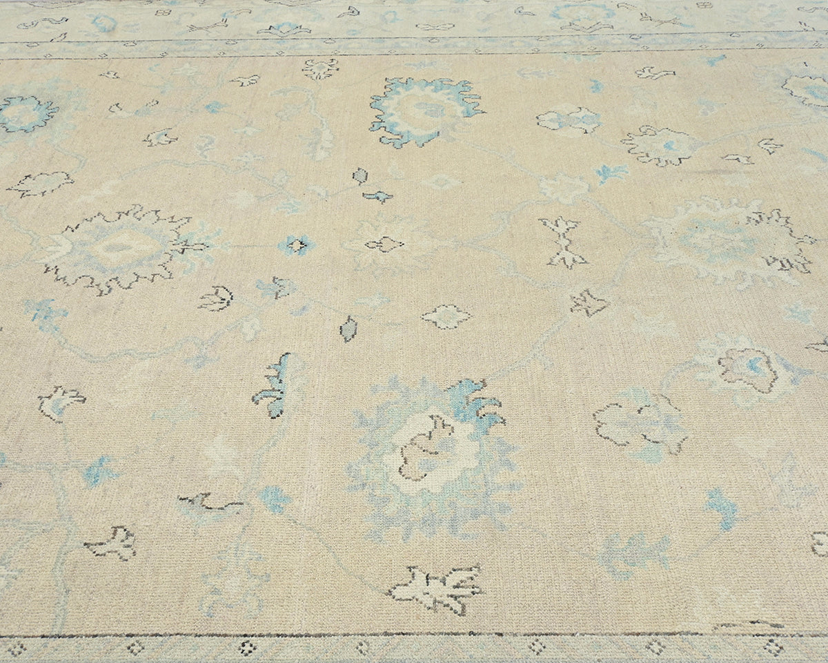 9x12 Soft Brown Oushak Turkish Handmade Traditional Soft Wool Area Rug
