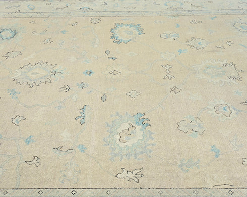 9x12 Soft Brown Oushak Turkish Handmade Traditional Soft Wool Area Rug