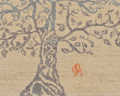 3x4 Beige Kuba Afghan Hand Knotted Wool Area Rug