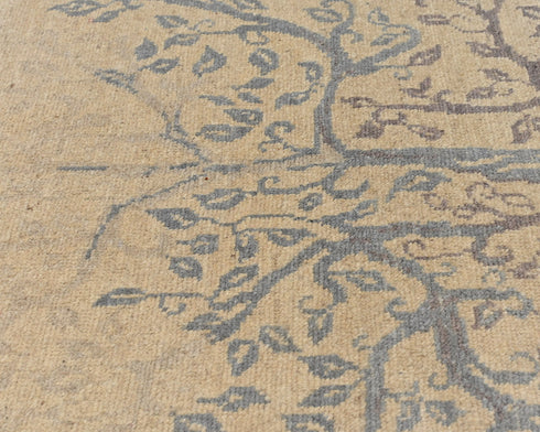 3x4 Beige Kuba Afghan Hand Knotted Wool Area Rug