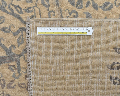 3x4 Beige Kuba Afghan Hand Knotted Wool Area Rug