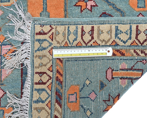 Alfombra afgana Kuba de lana azul de 3x4 anudada a mano