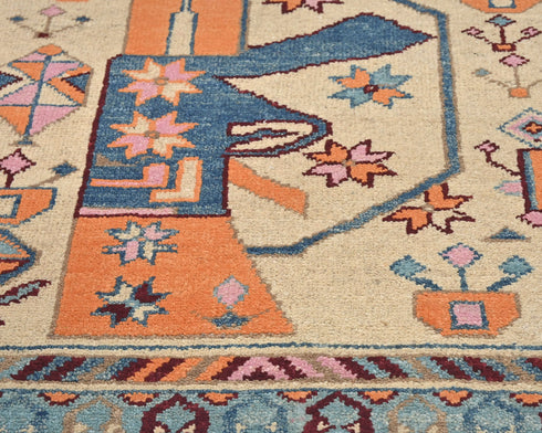 3x4 Beige Kuba Afghan Hand Knotted Wool Area Rug