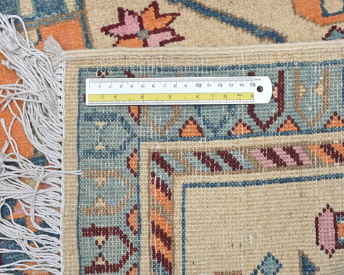 3x4 Beige Kuba Afghan Hand Knotted Wool Area Rug