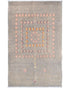 3x5 Gray Kuba Afghan Hand Knotted Wool Area Rug