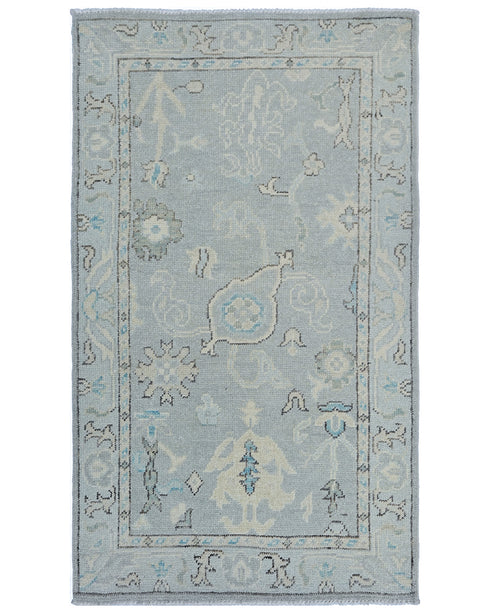 3x5 Ft Gray Oushak Turkish Handmade Traditional Soft Wool Area Rug