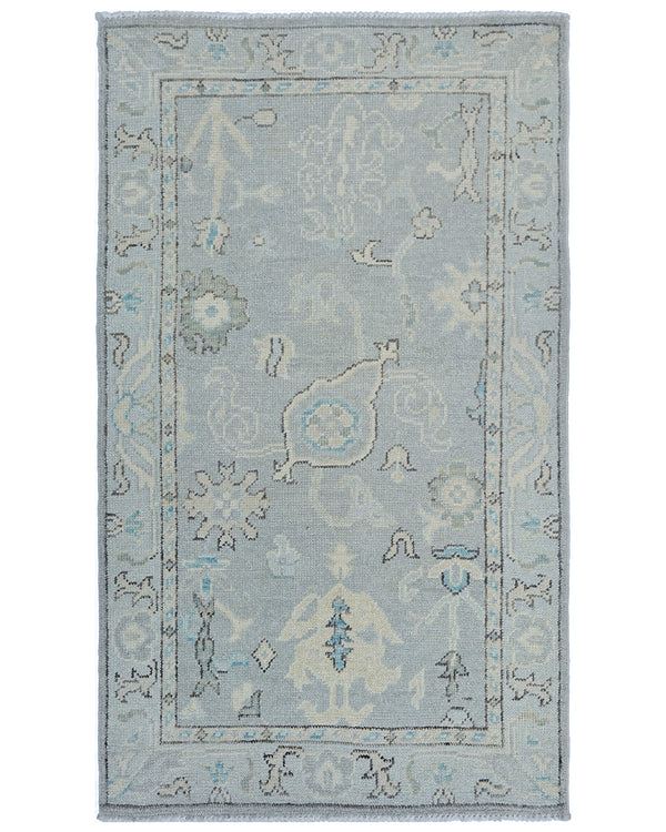 3x5 Ft Gray Oushak Turkish Handmade Traditional Soft Wool Area Rug