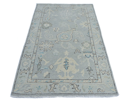 3x5 Ft Gray Oushak Turkish Handmade Traditional Soft Wool Area Rug