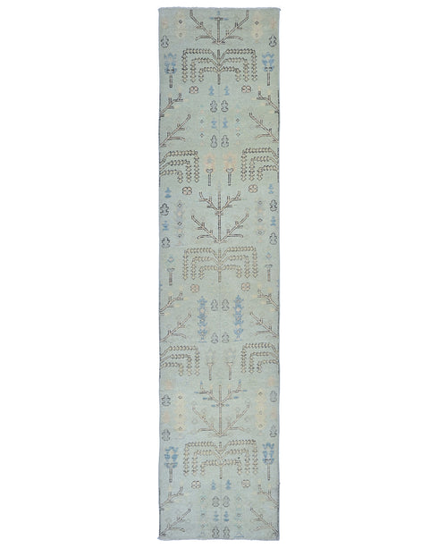 12 Ft Soft Blue Bakshaish Persian Style Afghan Handmade Traditional Soft Wool Runner Rug