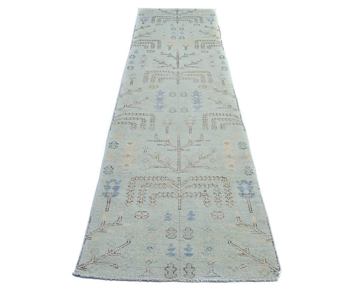 12 Ft Soft Blue Bakshaish Persian Style Afghan Handmade Traditional Soft Wool Runner Rug